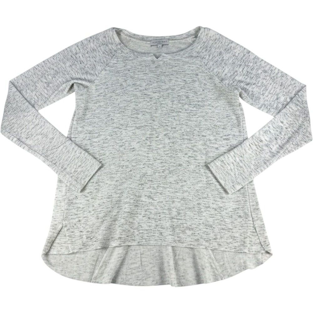 Michael Stars Space Dye Top Thumbhole Split Back Gray Medium Rayon Women